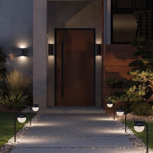 REAL LEDグロウライト 56個搭載 HINKLEY Silo 2-Light GU10 LED Black Hardwired Outdoor Wall Lantern