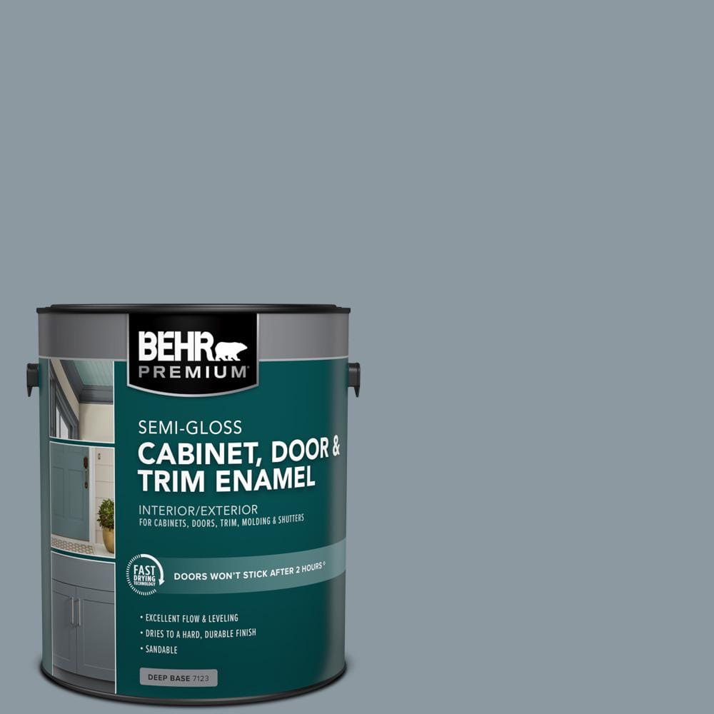 1 gal. #N490-4 Teton Blue Semi-Gloss Enamel Interior/Exterior Cabinet, Door