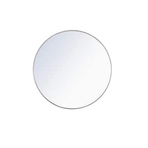 Timeless Home 42 in. W x 42 in. H x Contemporary Metal Framed Round Silver Mirror