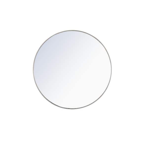 Unbranded Large Round Silver Modern Mirror (42 in. H x 42 in. W)