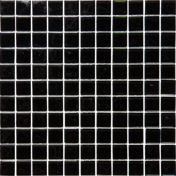 Apollo Tile Black 4 in. x 5 in. Polished Glass Mosaic Tile Sample (0.13 sq. ft./Piece)