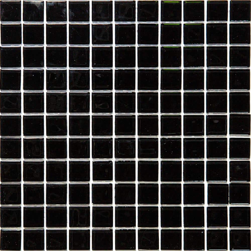 Black 11.8 in. x 11.8 in. 1 in. x 1 in. Polished Glass Mosaic Tile (15 Cases, 145.05 sq. ft./Pallet) price history on PriceWatchPro