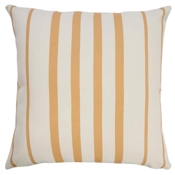 LR Home Sunshine 20 in. x 20 in. Yellow/Off-White Striped Indoor/Outdoor Throw Pillow