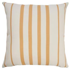 Sunshine 20 in. x 20 in. Yellow/Off-White Striped Indoor/Outdoor Throw Pillow