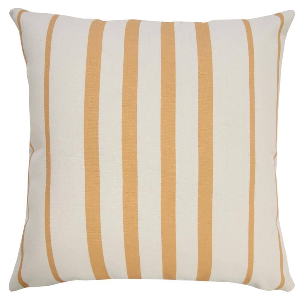 Sunshine 20 in. x 20 in. Yellow/Off-White Striped Indoor/Outdoor Throw Pill