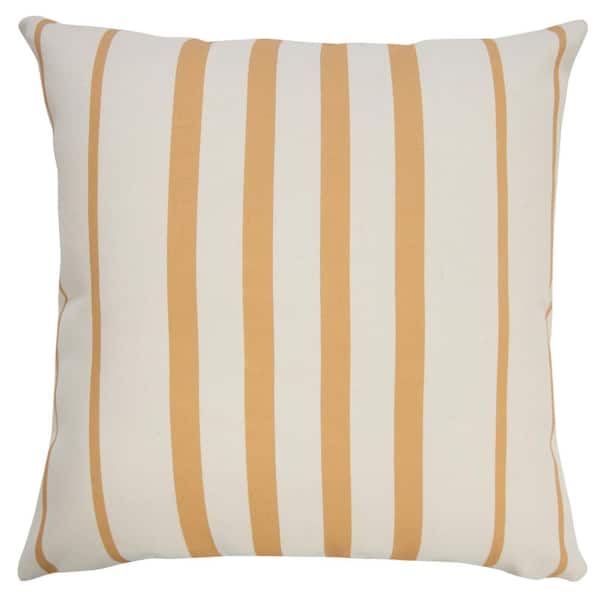 Unbranded Sunshine 20 in. x 20 in. Yellow/Off-White Striped Indoor/Outdoor Throw Pillow