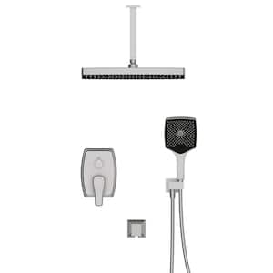 Single Handle 3-Spray Tub and Shower Faucet 1.8 GPM with 14 in. x 9.2 in. Shower Head in Brushed Nickel (Valve Included)