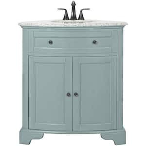 Hamilton 31 in. W Corner Bath Vanity in Sea Glass with Granite Vanity Top in Grey and White Sink