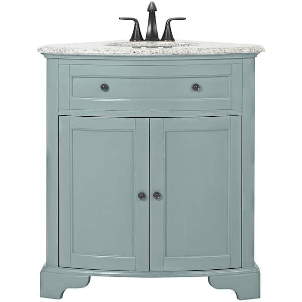 Home Decorators Collection Hamilton 31 In W Corner Bath Vanity In Sea Glass With Granite Vanity Top In Grey And White Sink 10809 Cs30h Sg The Home Depot