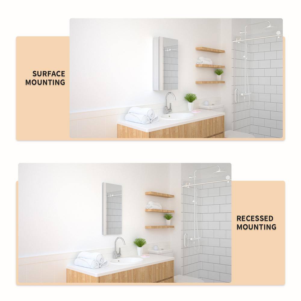 Taimei 24'' H Satin Aluminum Medicine Cabinet with Frameless Mirror