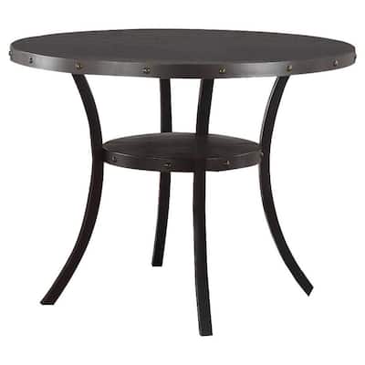 Hakan 48 in. Antique Black Wood Counter Height Round Dining Table