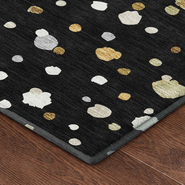 Mayfield Premium Machine Washable Abstract AMF2518 Black 10 ft. x 14 ft. Area Rug