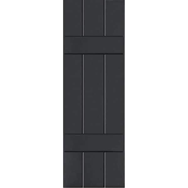 Ekena Millwork 12 in. x 33 in. Exterior Real Wood Sapele Mahogany Board and Batten Shutters Pair Black