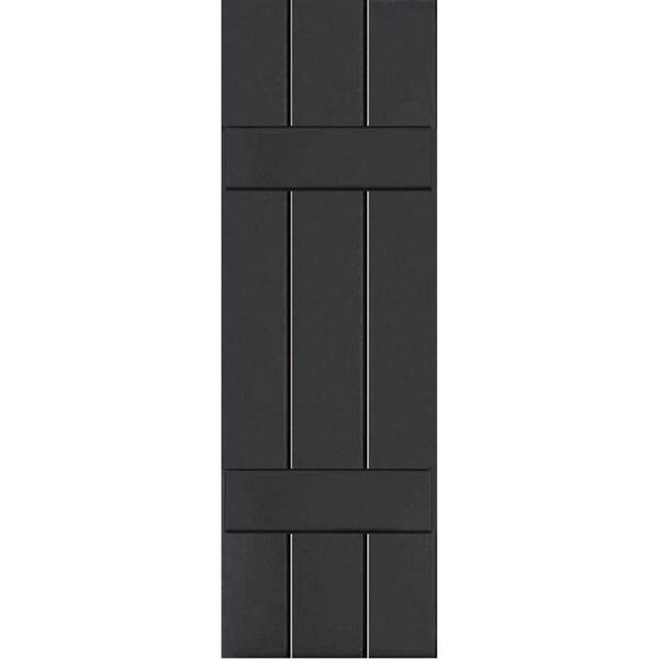 Ekena Millwork 12 in. x 54 in. Exterior Real Wood Sapele Mahogany Board and Batten Shutters Pair Black