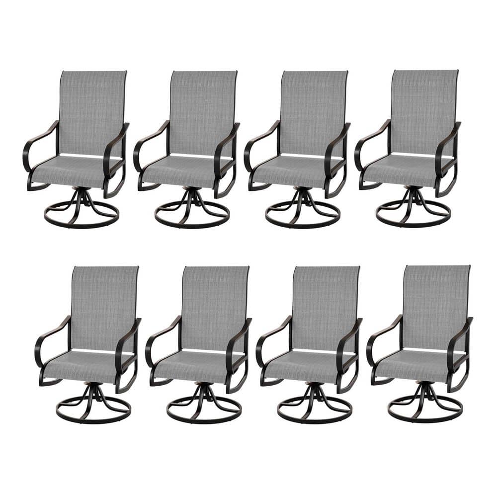Metal Swivel Sling Outdoor Dining Chairs in Gray White (Set of 8) price history on PriceWatchPro