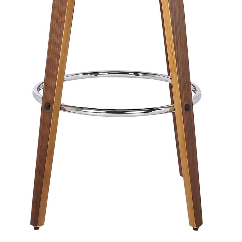 Mid-Century Modern Walnut Wood Brown Swivel Barstool
