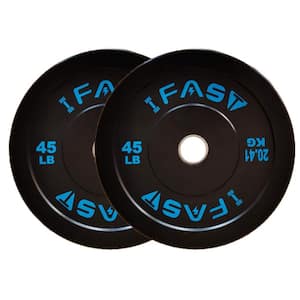 2-Piece 45 lb. Rubber Olympic Bumper Weight Plates for 2 in. Barbell Bar