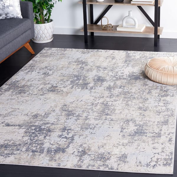 Continental 5 ft. x 8 ft. Light Beige/Dark Gray Marle High-Low Area Rug