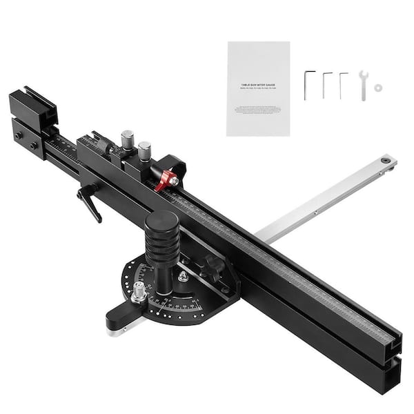 SKYSHALO Aluminum Alloy Table Saw Miter Gauge, Standard Slot 3/4 in. x 3/8 in., with 19-35 in. Grating 15 Angle Stops