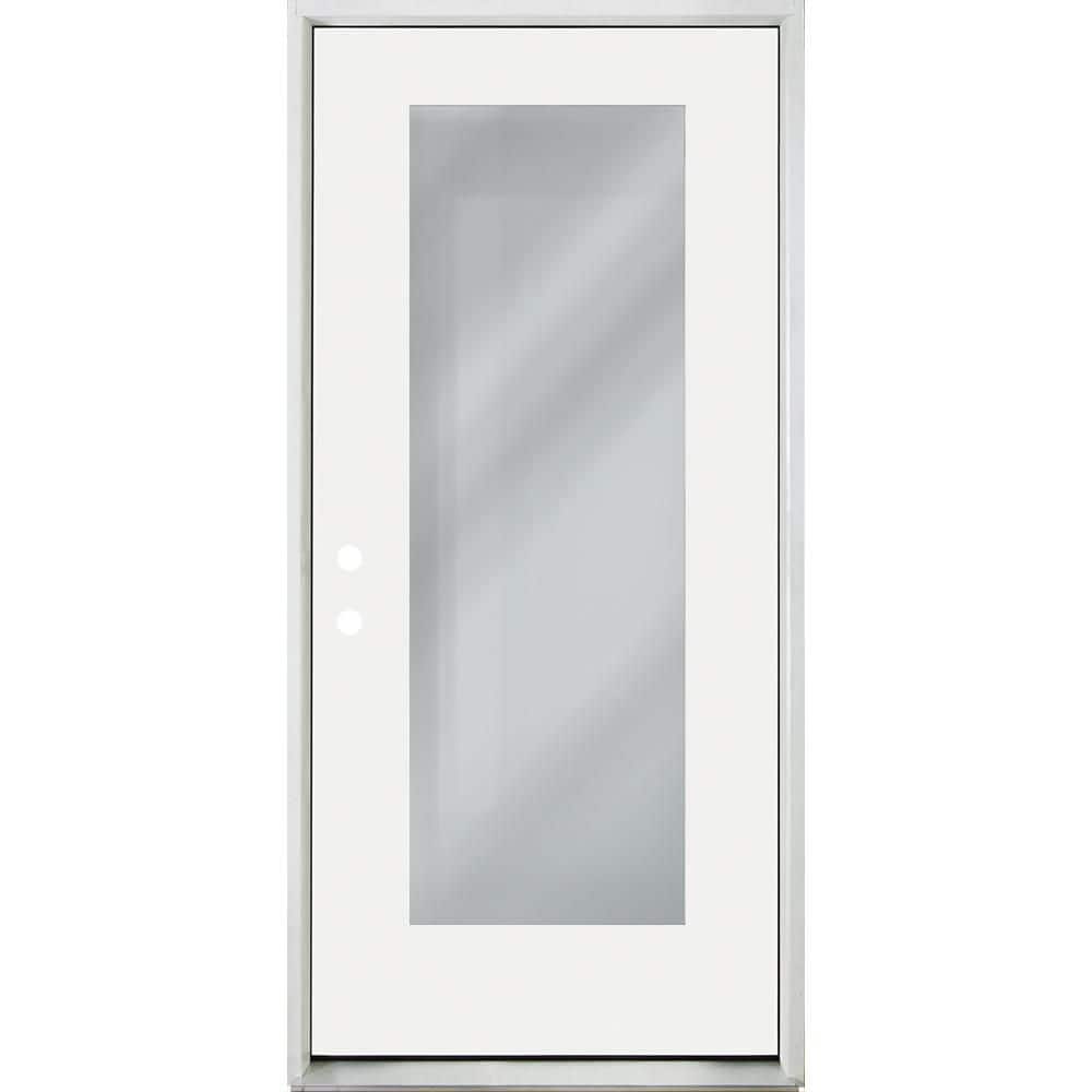 Reliant 34 in. x 79 in. RHIS Full Lite Clear Glass Unfinished Fiberglass Prehung Door with Nickel Hinges price history on PriceWatchPro