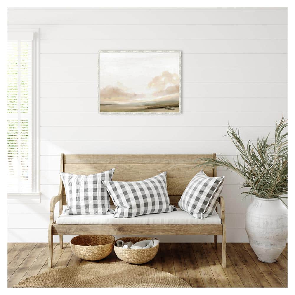 Southern Landscape Abstract Canvas Wall Art with White Beaded Frame
