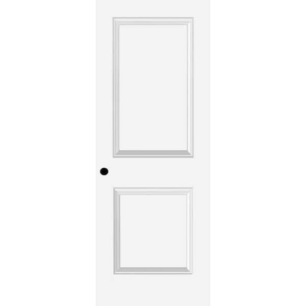 Steves & Sons 30 in. x 80 in. 2 Panel Squaretop Single Bore Solid Core White Primed Molded Interior Door Slab