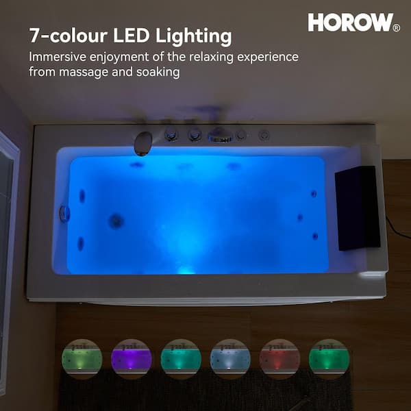 Baignoire Balnéo Luxe D'angle 179x85cm - Avec LED, Ozone, Chauffage, Jets - Neuve