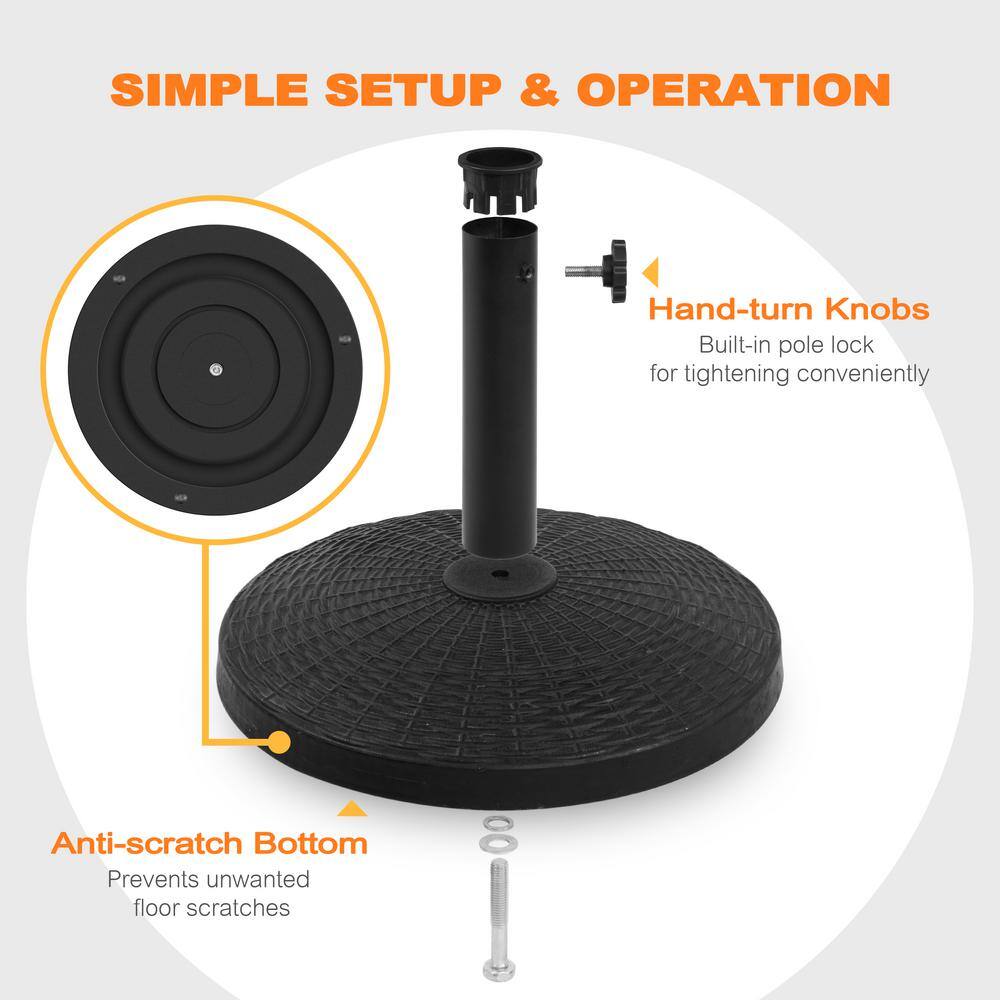Black Heavy-Duty Round Concrete Patio Umbrella Base