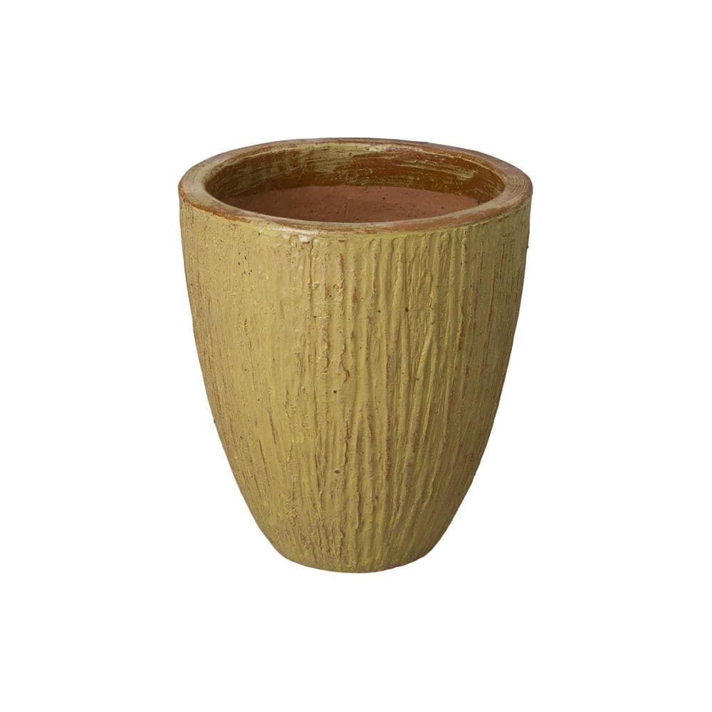 17 in. Yellow Ceramic Round Planter (17 in. L x 17 in. W x 19 in. H) High-fire treatment with Drainage Hole price history on PriceWatchPro