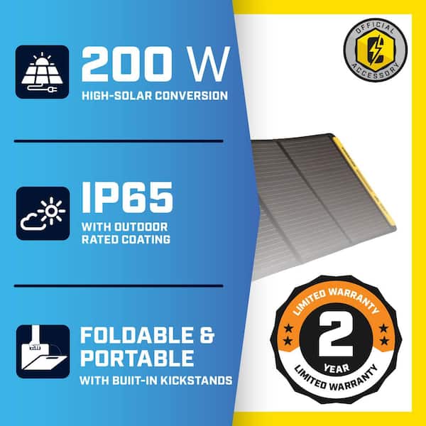 200-Watt Portable Foldable Solar Panels for Power Stations with Extension Cable and Kickstand