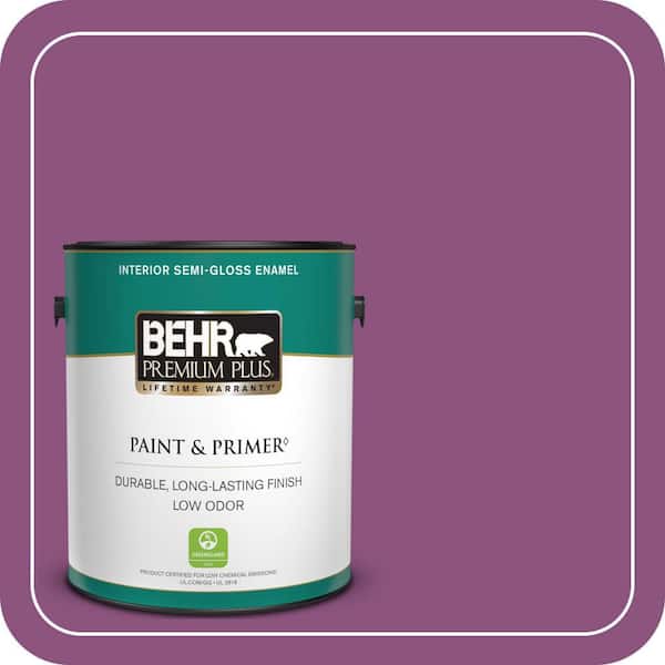 BEHR PREMIUM PLUS 1 gal. Home Decorators Collection #HDC-MD-07 Dynamic Magenta Semi-Gloss Enamel Low Odor Interior Paint & Primer