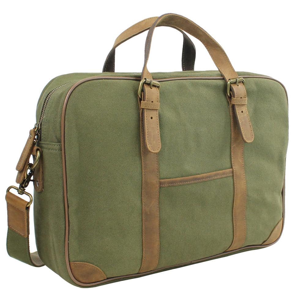 Vagarant 15.5 in. Vintage Cotton Wax Canvas Laptop Messenger Bag with 15.5 in. Laptop Compartment. Gray