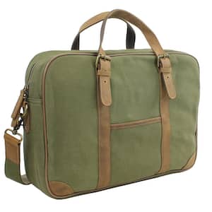 16 in. Green Canvas Laptop Messenger Bag with 15 in. Laptop Compartment