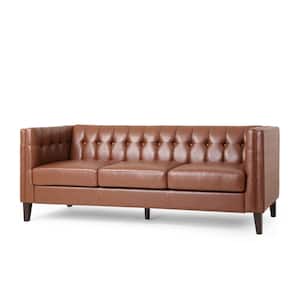 Sadlier 76 in. Square Arm 3-Seater Removable Covers Sofa in Cognac Brown