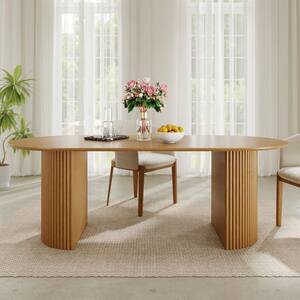 Oval Black Wooden Solid Wood 79 in. Double Pedestal Base Dining Table ...