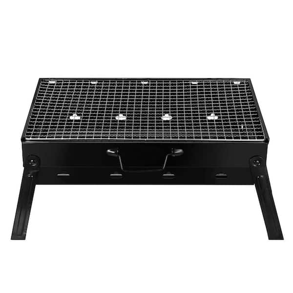 Foldable Portable BBQ Charcoal Grill Grill Lightweight Smoker Grill for Camping Picnics Garden Grilling in Black