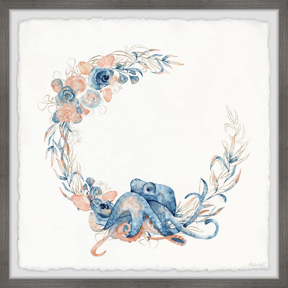 Flower Crown Octopus by Marmont Hill Framed Animal Art Print 32 in. x 32 in