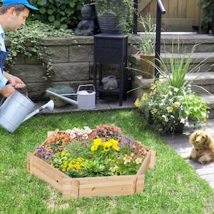 39 in. x 36 in. x 6 in. Wooden Raised Garden Bed, Hexagon Screwless Planters for Outdoor Plants Vegetables Flowers Herbs