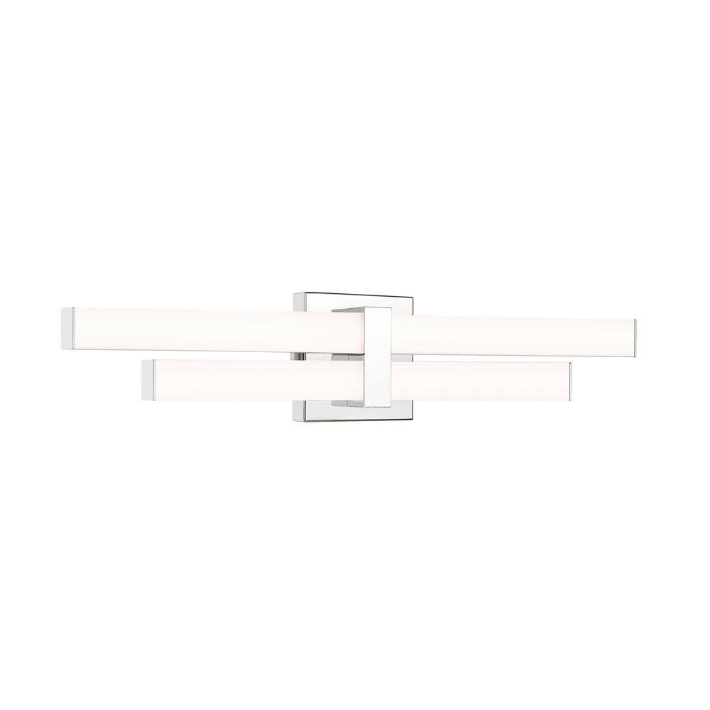 Zane 25 in. 2-Light Chrome Integrated LED Vanity Light with Frosted Plastic
