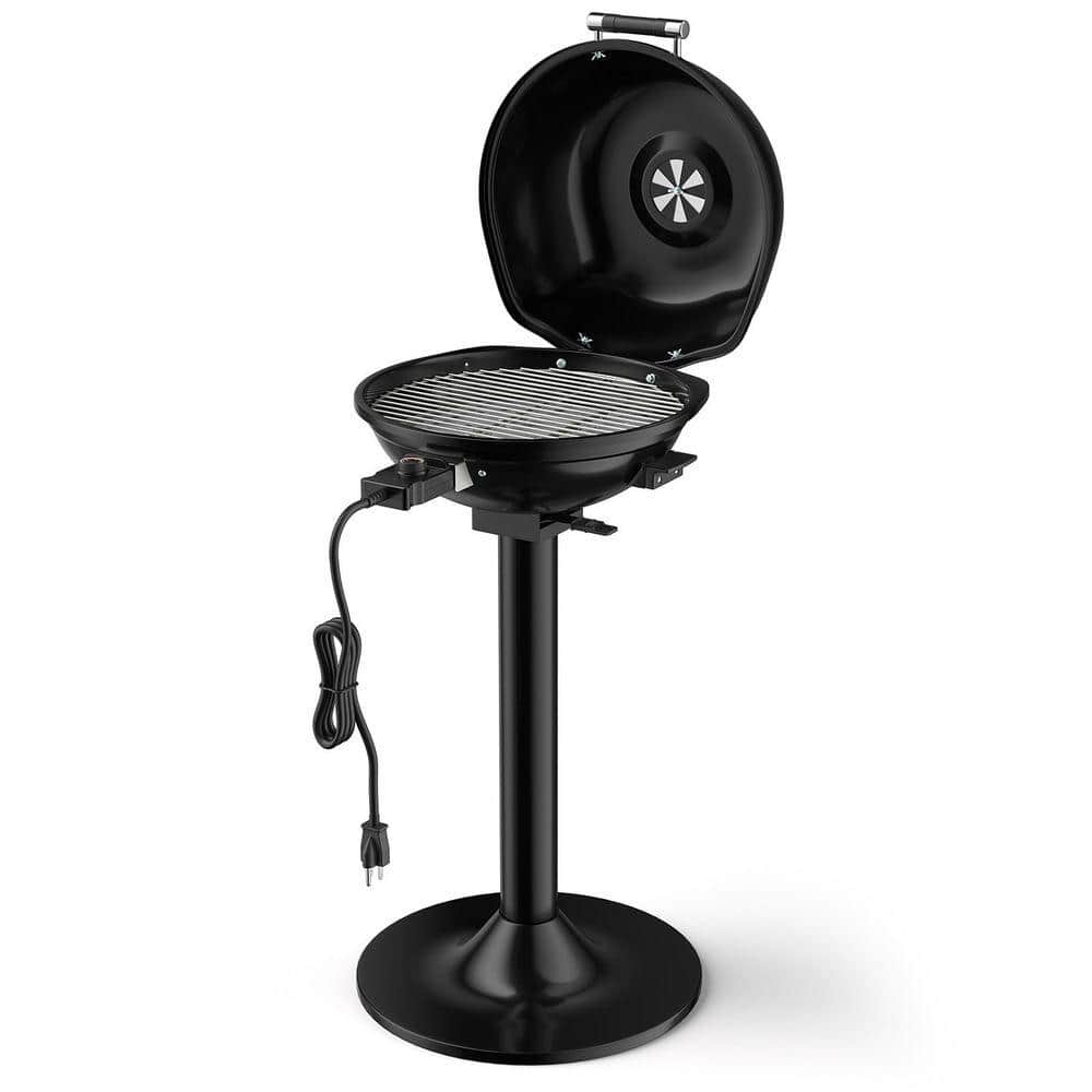 SKONYON 1600W Portable Electric Grill in Black with Non-Stick Rack and Drip Tray