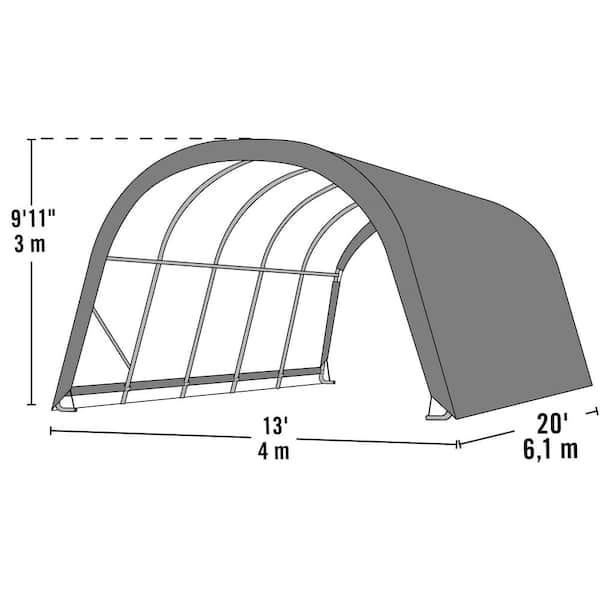 12 ft. W x 20 ft. D x 10 ft. H Green Cover Round Style Run-in Shelter