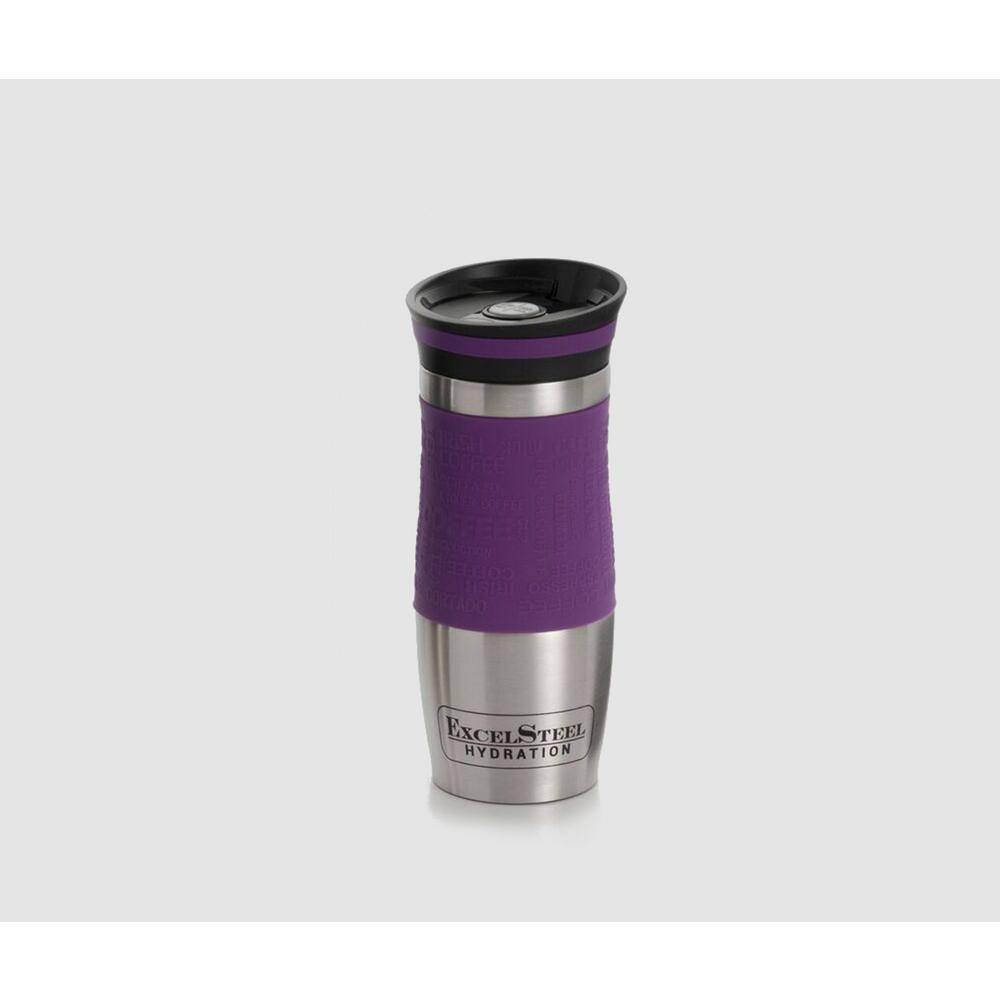 UPC 878201001269 product image for ExcelSteel 14 oz. Purple Double Walled Stainless Steel Coffee Tumbler with Silic | upcitemdb.com