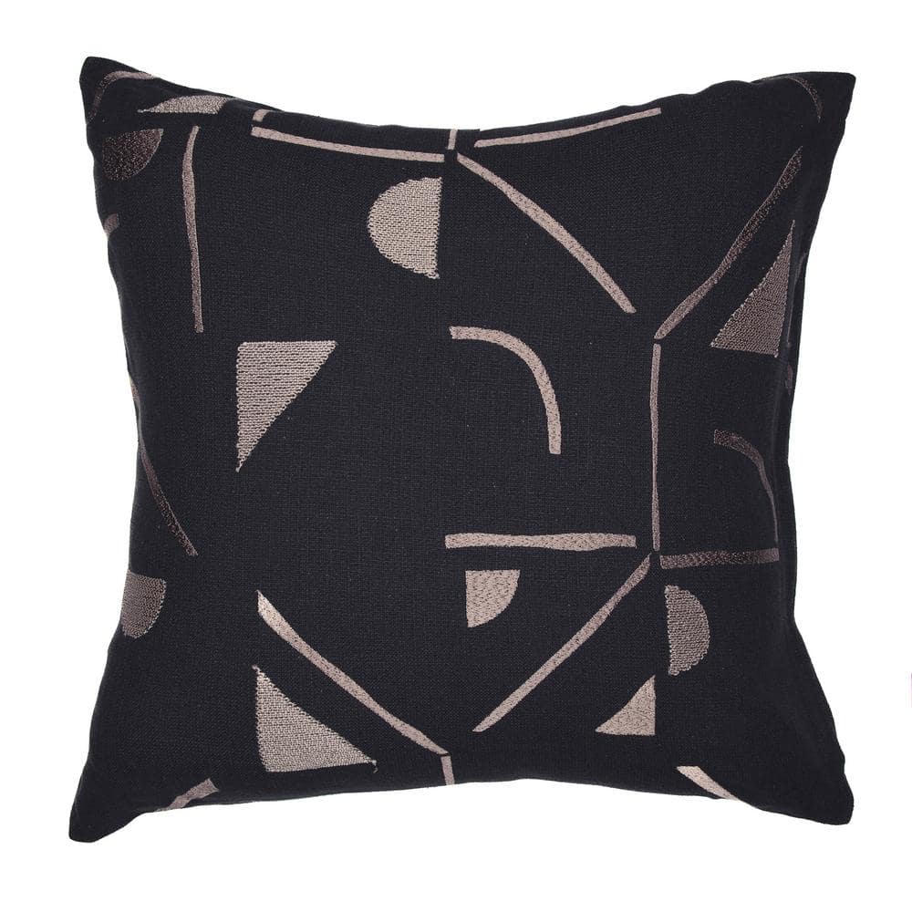 Stacy Garcia Black Geometric Hand-Woven 20 in. x 20 in. Indoor Throw Pillow