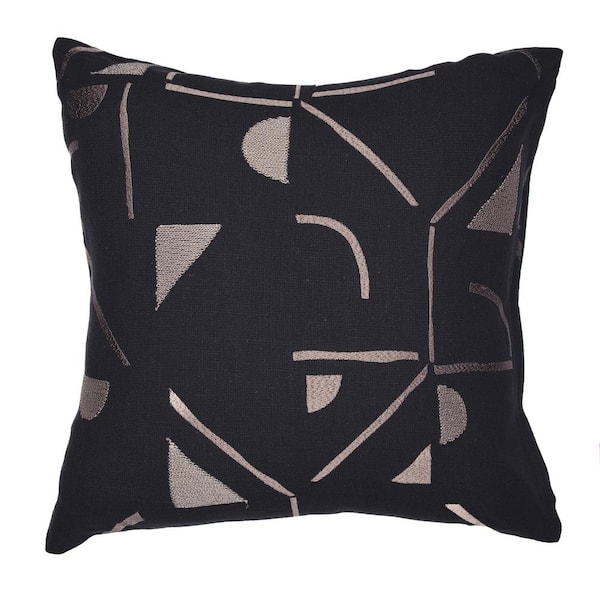 Unbranded Stacy Garcia Black Geometric Hand-Woven 24 in. x 24 in. Indoor Throw Pillow