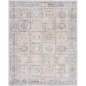 Magic Traditional Cream and Gray 8 ft. x 10 ft. Oriental Indoor Area Rug