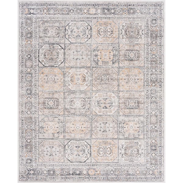 Magic Traditional Cream and Gray 8 ft. x 10 ft. Oriental Indoor Area Rug