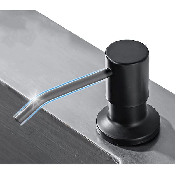 Numhew Matte Black Stainless Steel Built-in Soap Dispenser with 10 oz. Large Liquid Bottle for Kitchen Sink