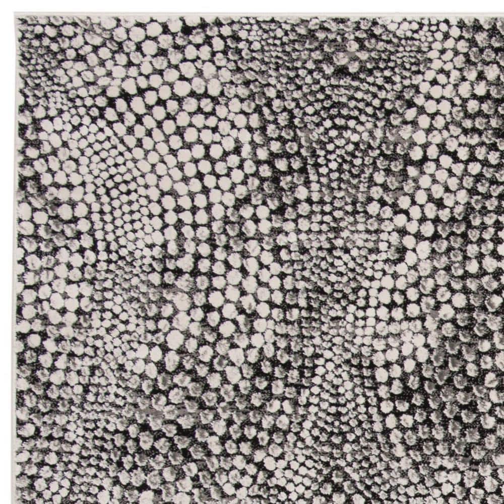 Gray Abstract High Pile Square Area Rug