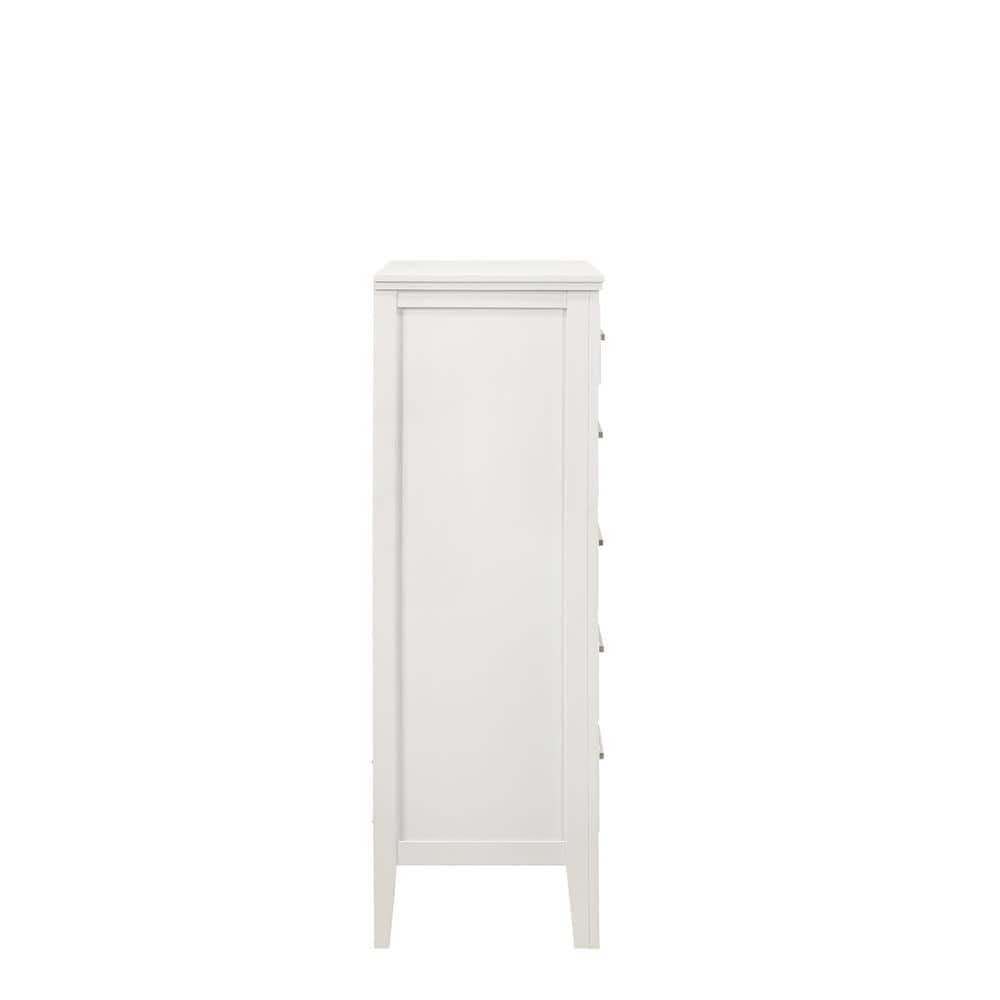 White Transitional 5-Drawer Chest with Dovetail Construction