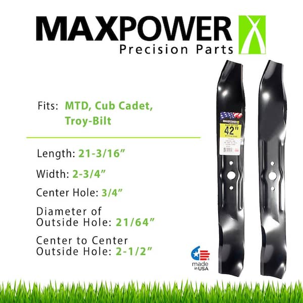 MaxPower 2 Blade Set for Many 42 in. Cut MTD, Cub Cadet, Troy-Bilt Mowers  Replaces OEM #'s 759-3830,742-3033 and 742-04101 561547B - The Home Depot